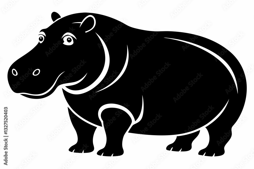 Obraz premium hippopotamus line art silhouette vector illustration