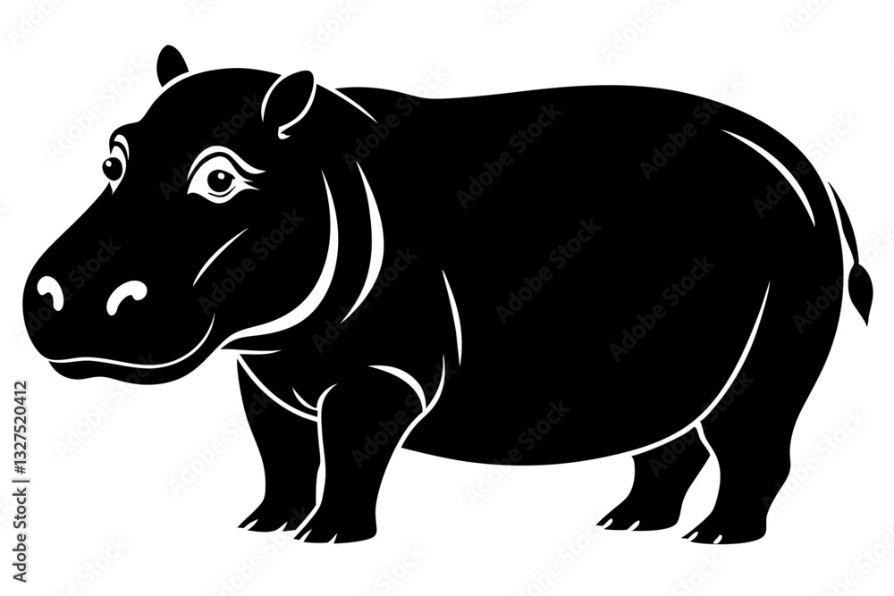 Fototapeta premium hippopotamus line art silhouette vector illustration