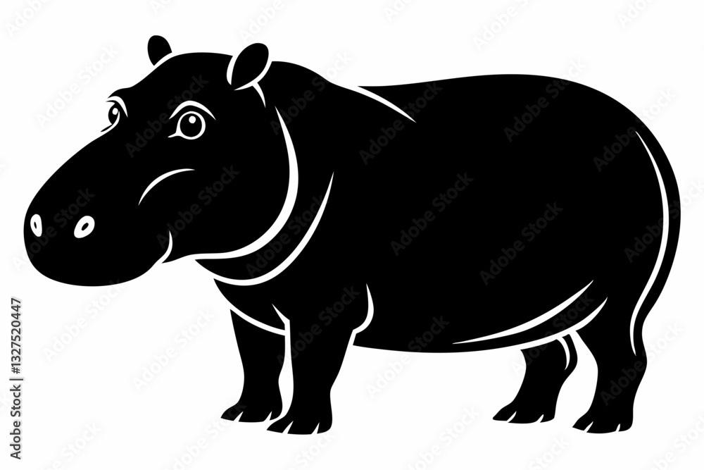 Obraz premium hippopotamus line art silhouette vector illustration