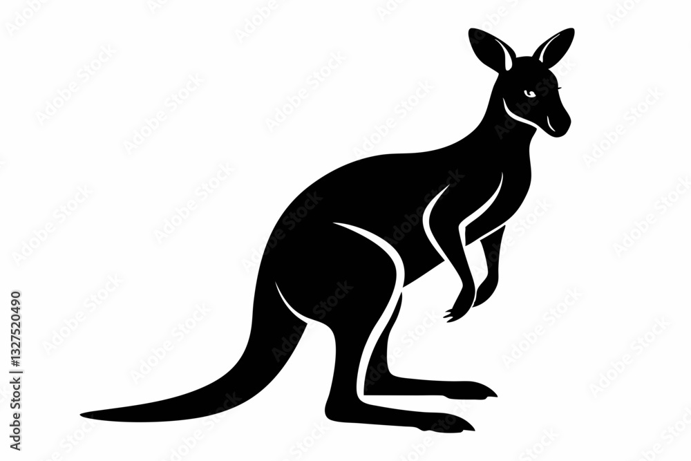 Fototapeta premium kangaroo line art silhouette vector illustration