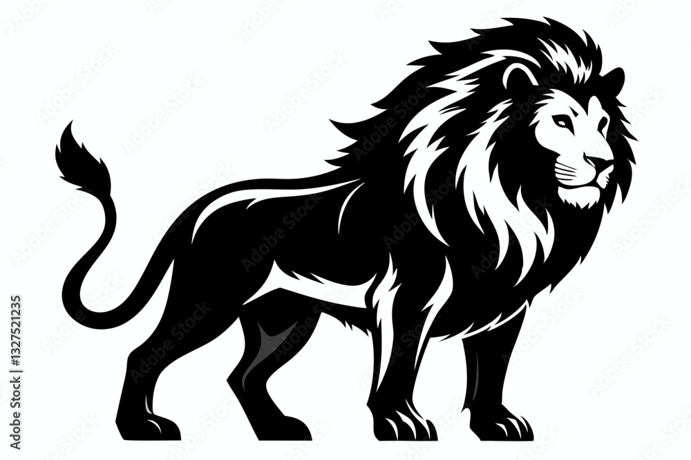 Fototapeta premium lion line art silhouette vector illustration
