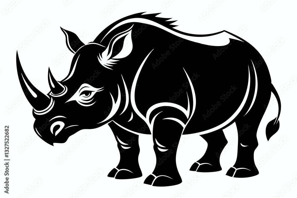 Fototapeta premium rhinoceros line art silhouette vector illustration