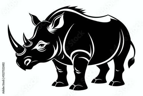 rhinoceros line art silhouette vector illustration