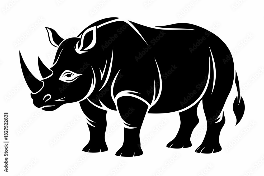 rhinoceros line art silhouette vector illustration rhinoceros line art silhouette vector illustration