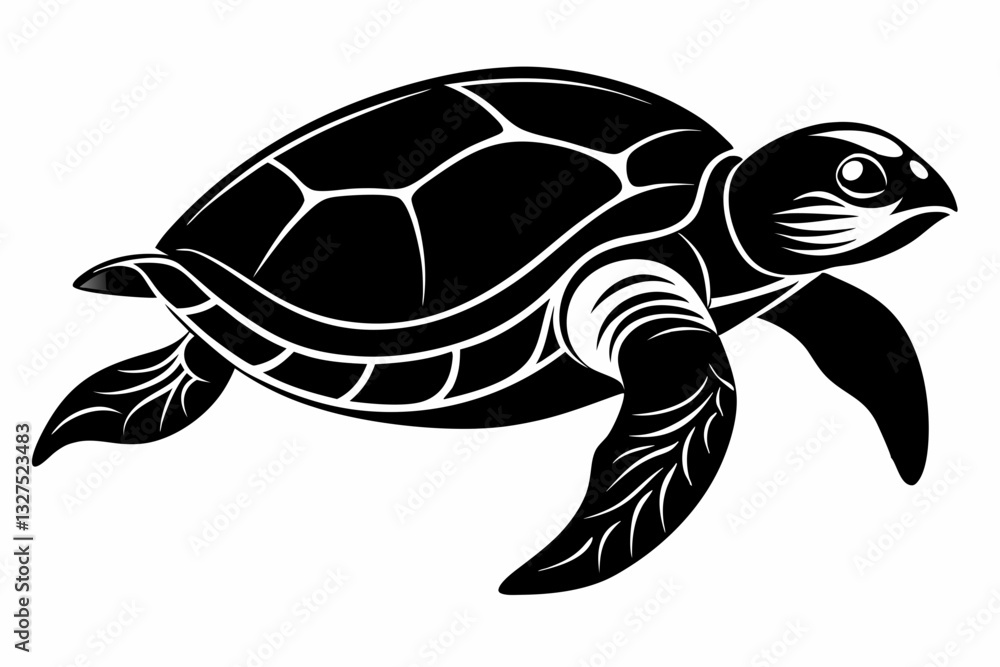 Fototapeta premium sea turtle line art silhouette vector illustration 