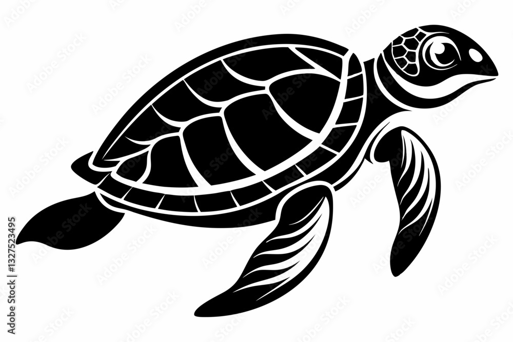 Obraz premium sea turtle line art silhouette vector illustration 