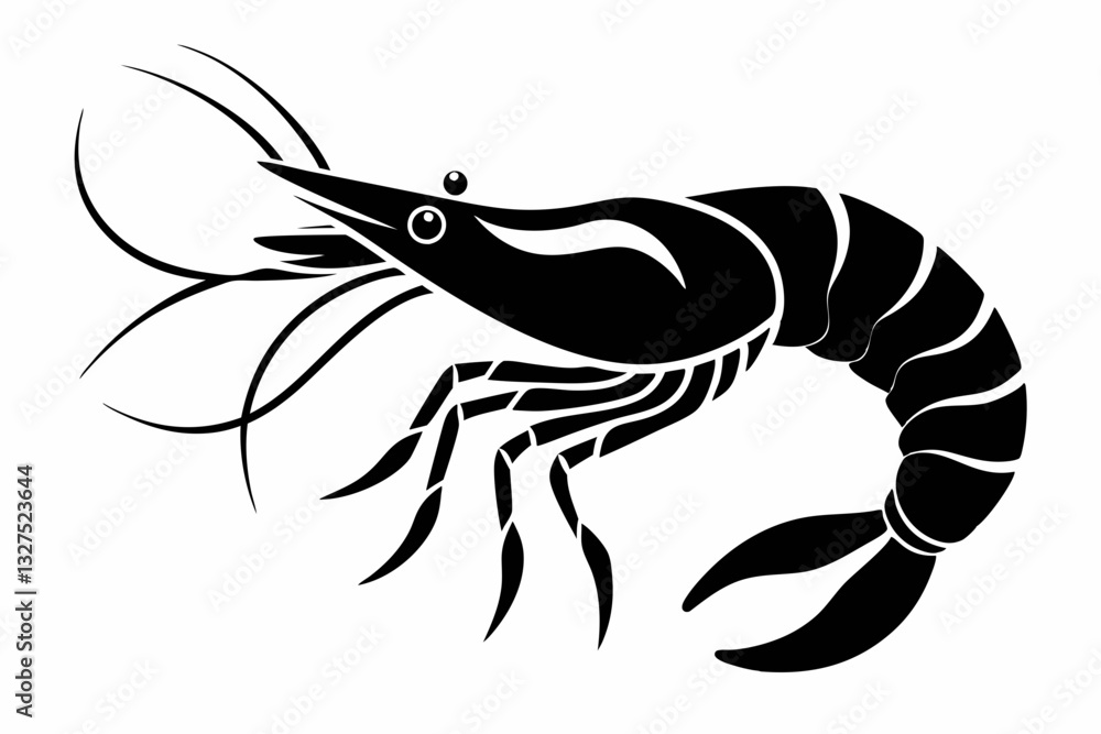 shrimp line art silhouette vector illustration shrimp line art silhouette vector illustration