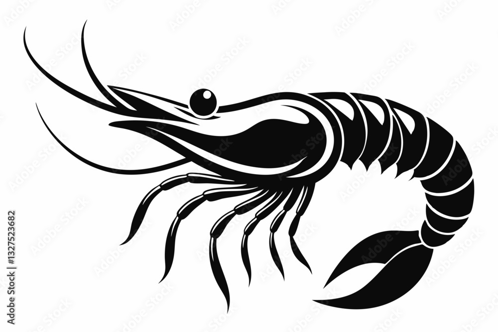 shrimp line art silhouette vector illustration shrimp line art silhouette vector illustration