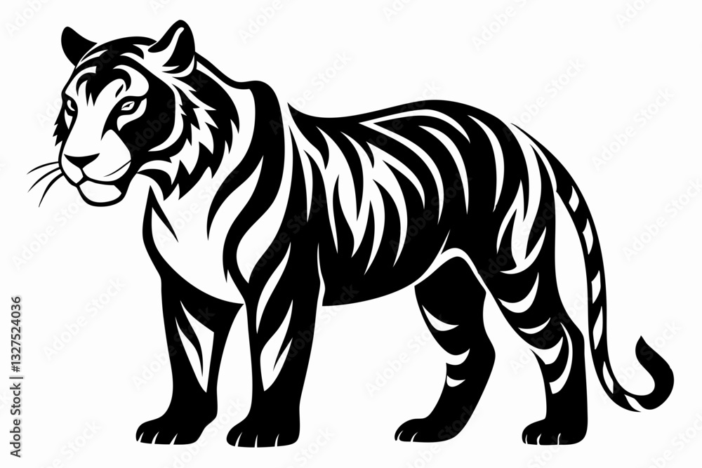 Naklejka premium tiger line art silhouette vector illustration 