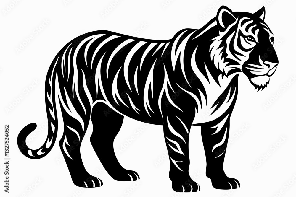 Obraz premium tiger line art silhouette vector illustration