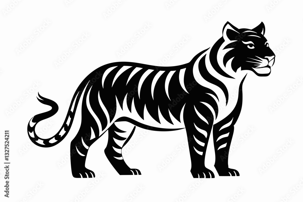 Fototapeta premium tiger line art silhouette vector illustration 