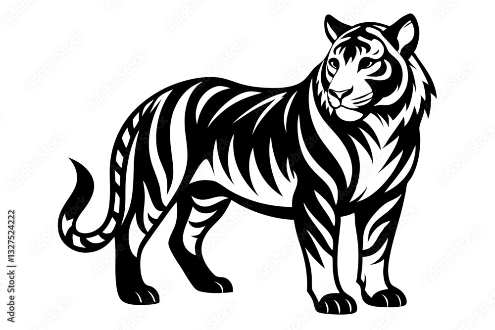 Obraz premium tiger line art silhouette vector illustration