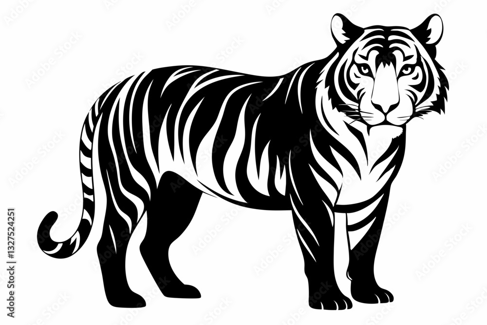 Obraz premium tiger line art silhouette vector illustration