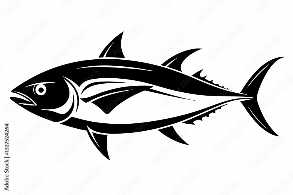 tuna fish line art silhouette vector illustration tuna fish line art silhouette vector illustration