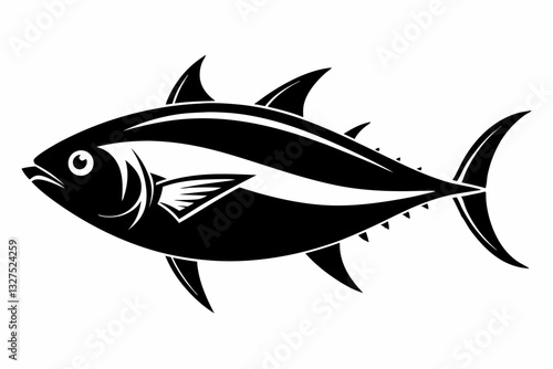 tuna fish line art silhouette vector illustration	