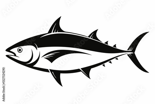tuna fish line art silhouette vector illustration	