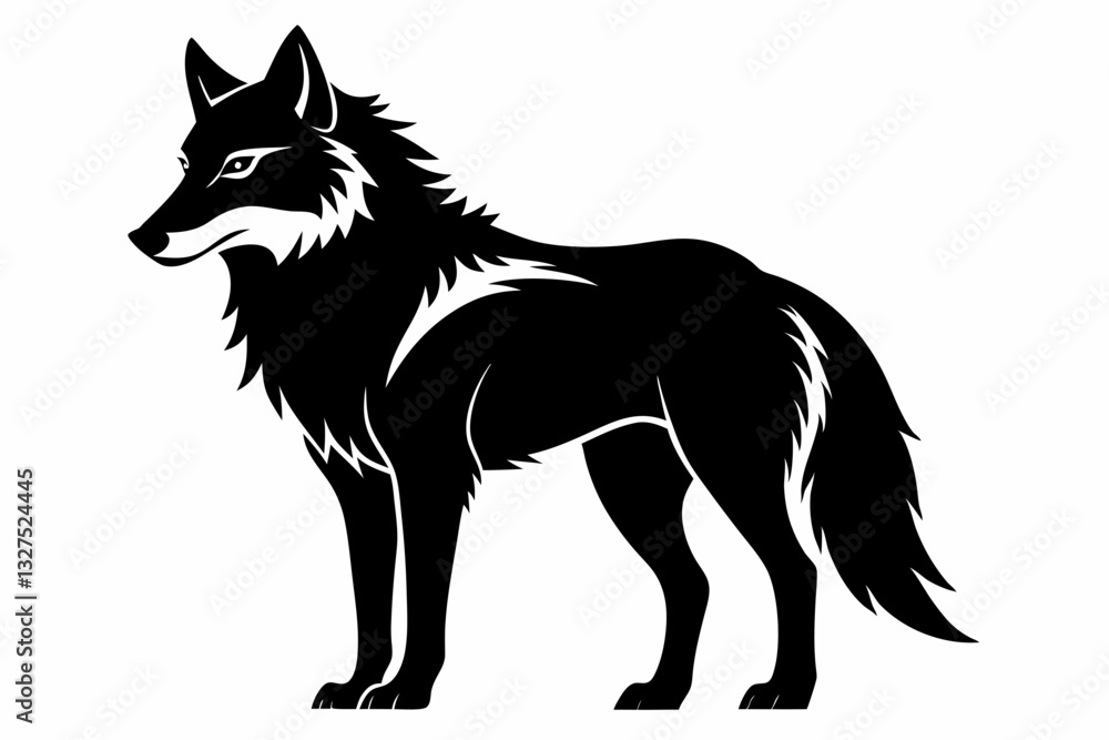 Obraz premium wolf line art silhouette vector illustration 