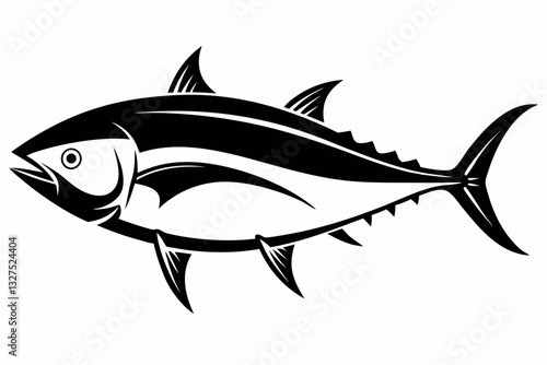 tuna fish line art silhouette vector illustration	