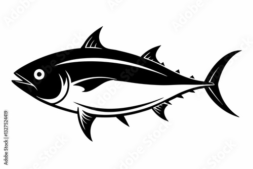 tuna fish line art silhouette vector illustration	