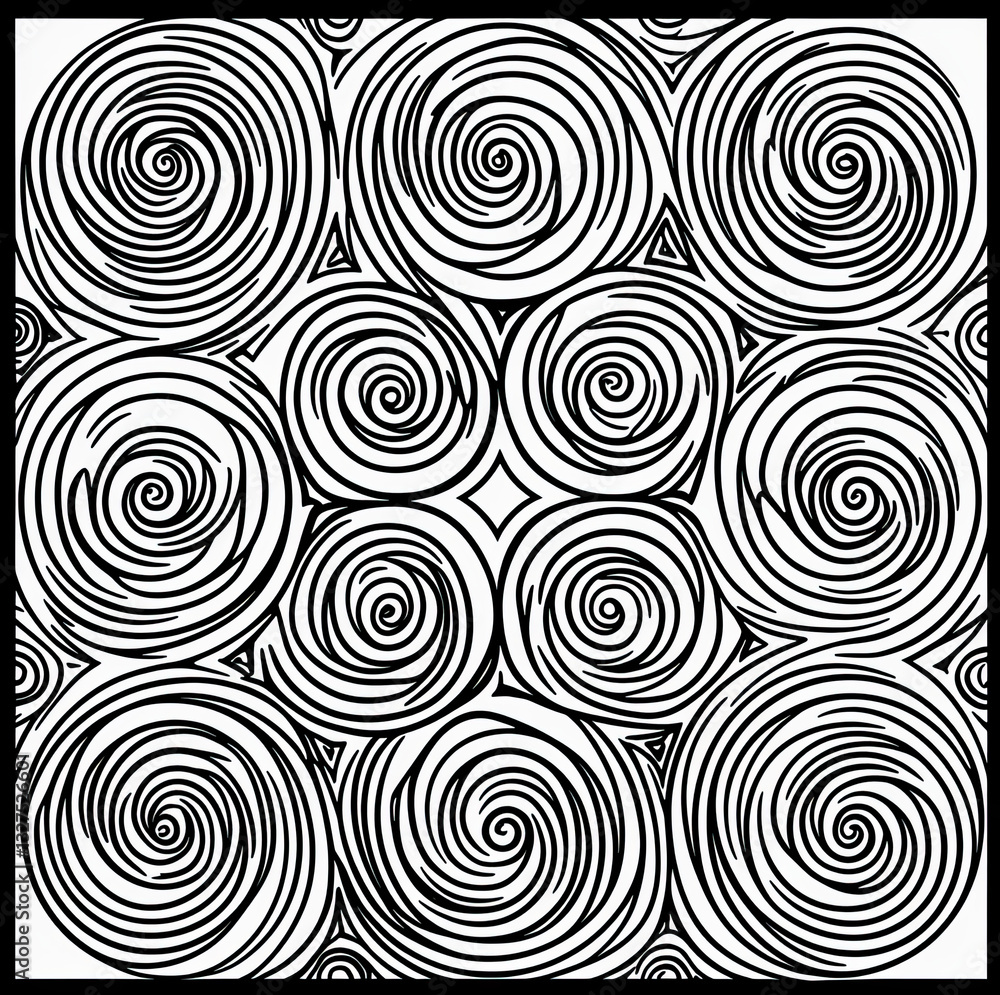 Abstract Spiral Mandala, Hypnotic Overlapping Circles and Geometric Swirls in Monochrome Abstract Spiral Mandala, Hypnotic Overlapping Circles and Geometric Swirls in Monochrome