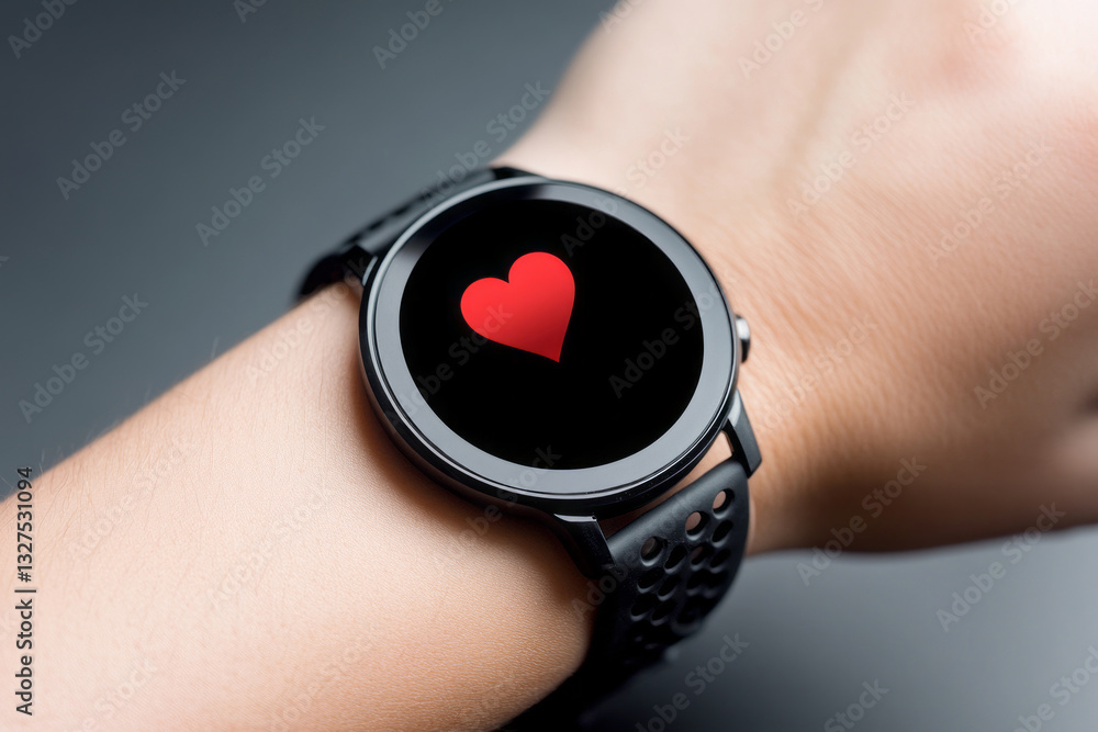 Fototapeta premium Modern smartwatch displaying heart rate