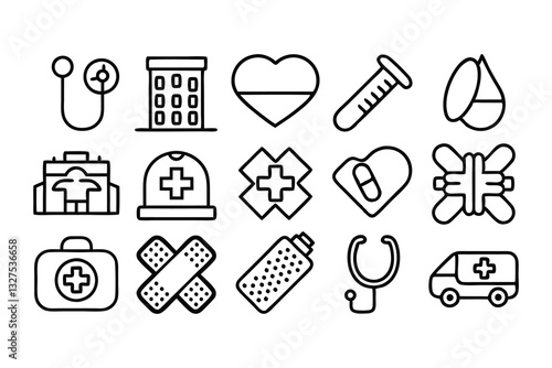 hospital and medical health care editable stroke o