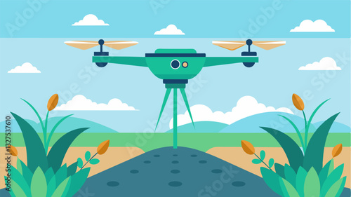 The use of drones for precision seeding can also reduce the risk of soil compaction and erosion leading to healthier soil and better crop production.. Vector illustration