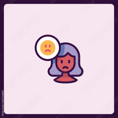 Illustration depicting a sad woman with a thought bubble expressing despondency
