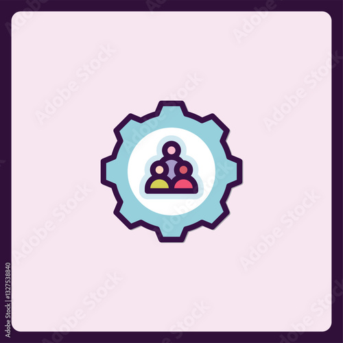 Teamwork engineering: collaborative solutions icon symbolizing group performance