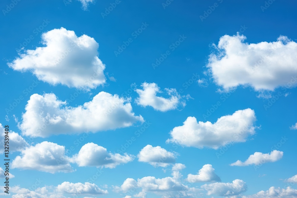 Obraz premium 青空に浮かぶ白い雲が広がる穏やかな昼間の風景