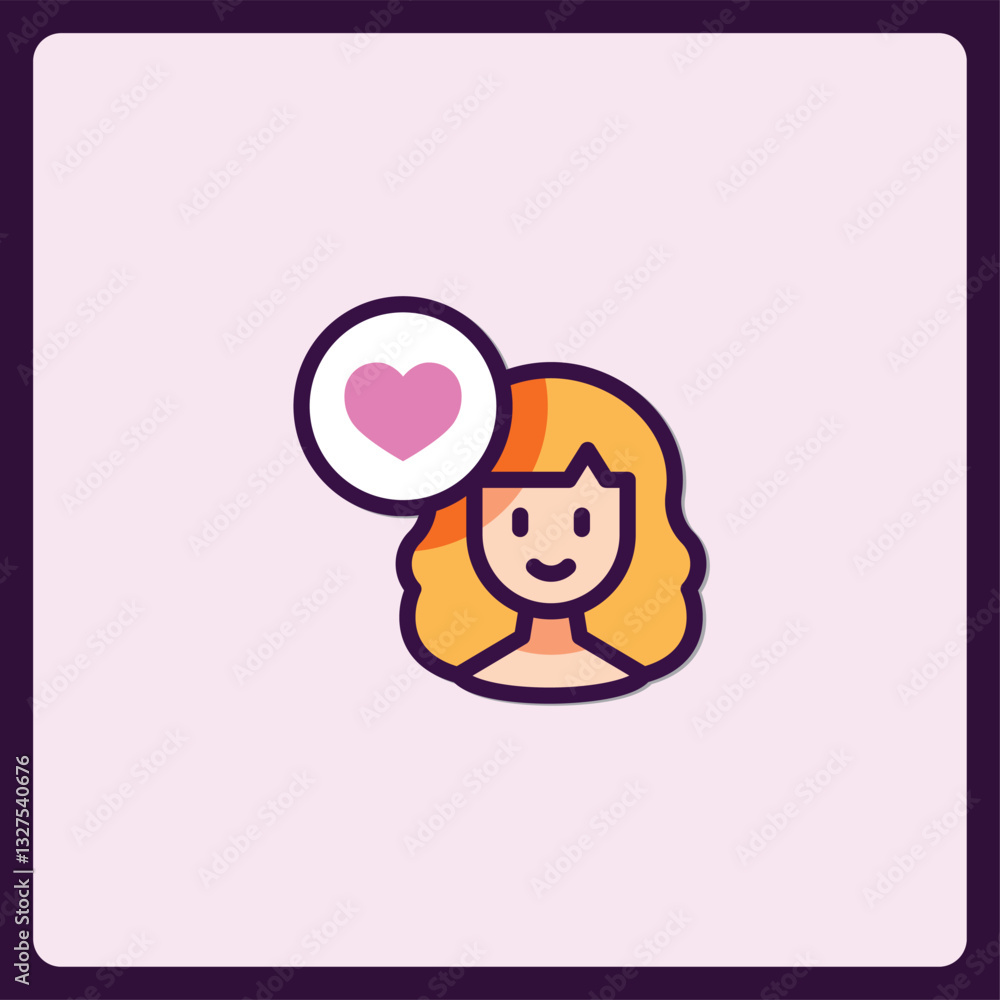 Cartoon avatar with heart thought bubble illustration for social media profile Cartoon avatar with heart thought bubble illustration for social media profile