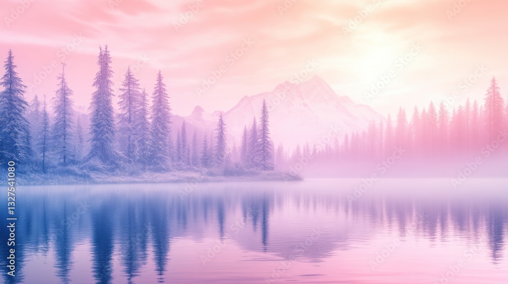 Fototapeta premium Serene Reflection of a Tranquil Lake at Dawn