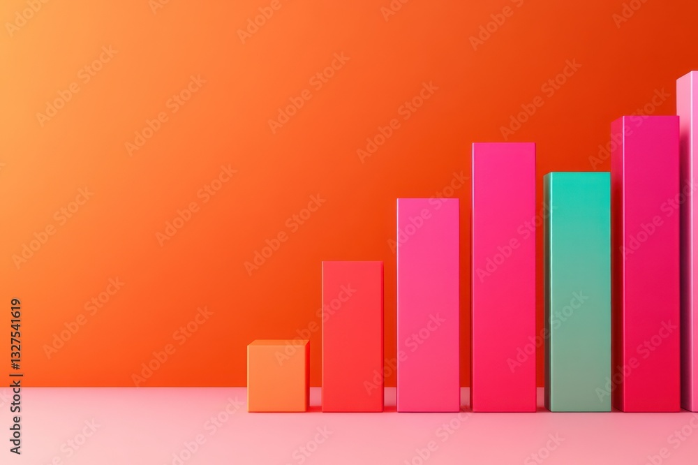 Colorful Abstract Bar Graphs on Vibrant Background Illustrating Growth and Progression Colorful Abstract Bar Graphs on Vibrant Background Illustrating Growth and Progression