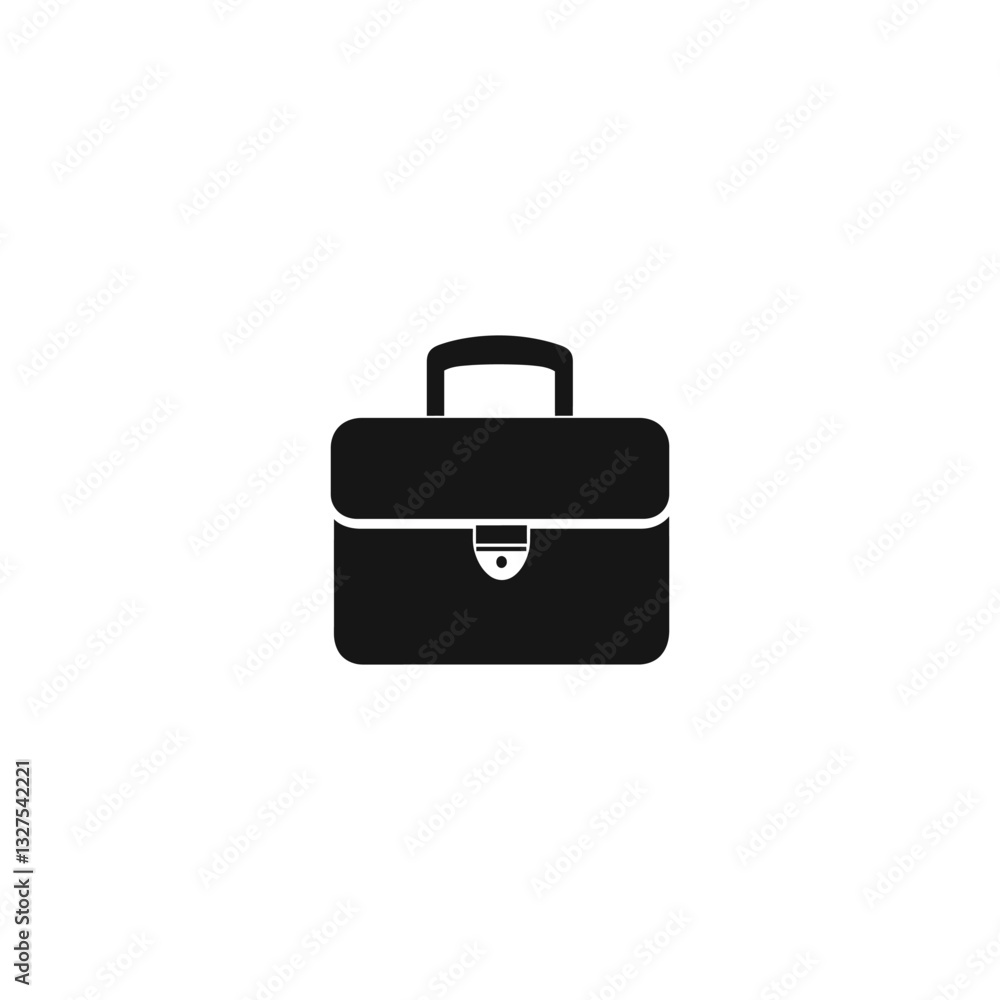 Black Briefcase Silhouette Vector: Minimalist Icon with Handle and Lock Detail Black Briefcase Silhouette Vector: Minimalist Icon with Handle and Lock Detail