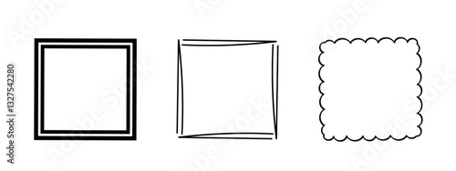 Wallpaper Mural Square doodle frames ,hand-drawn monograms.Edgings and cadres with simple sketchy design elements.Isolated. Vector illustration. Torontodigital.ca