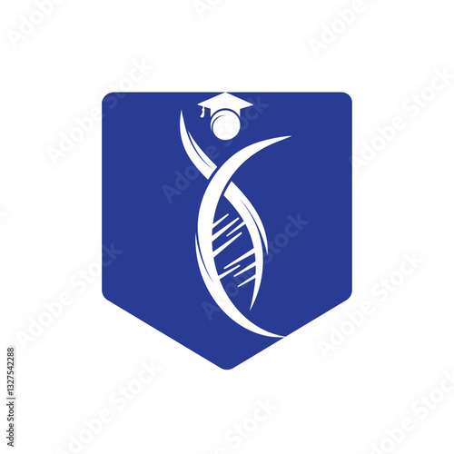 Student DNA vector logo template. Genetic education vector logo design concept.