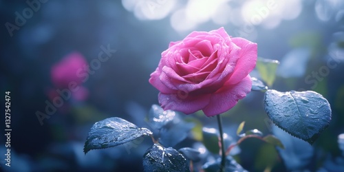 Pink Rose in the Rain
