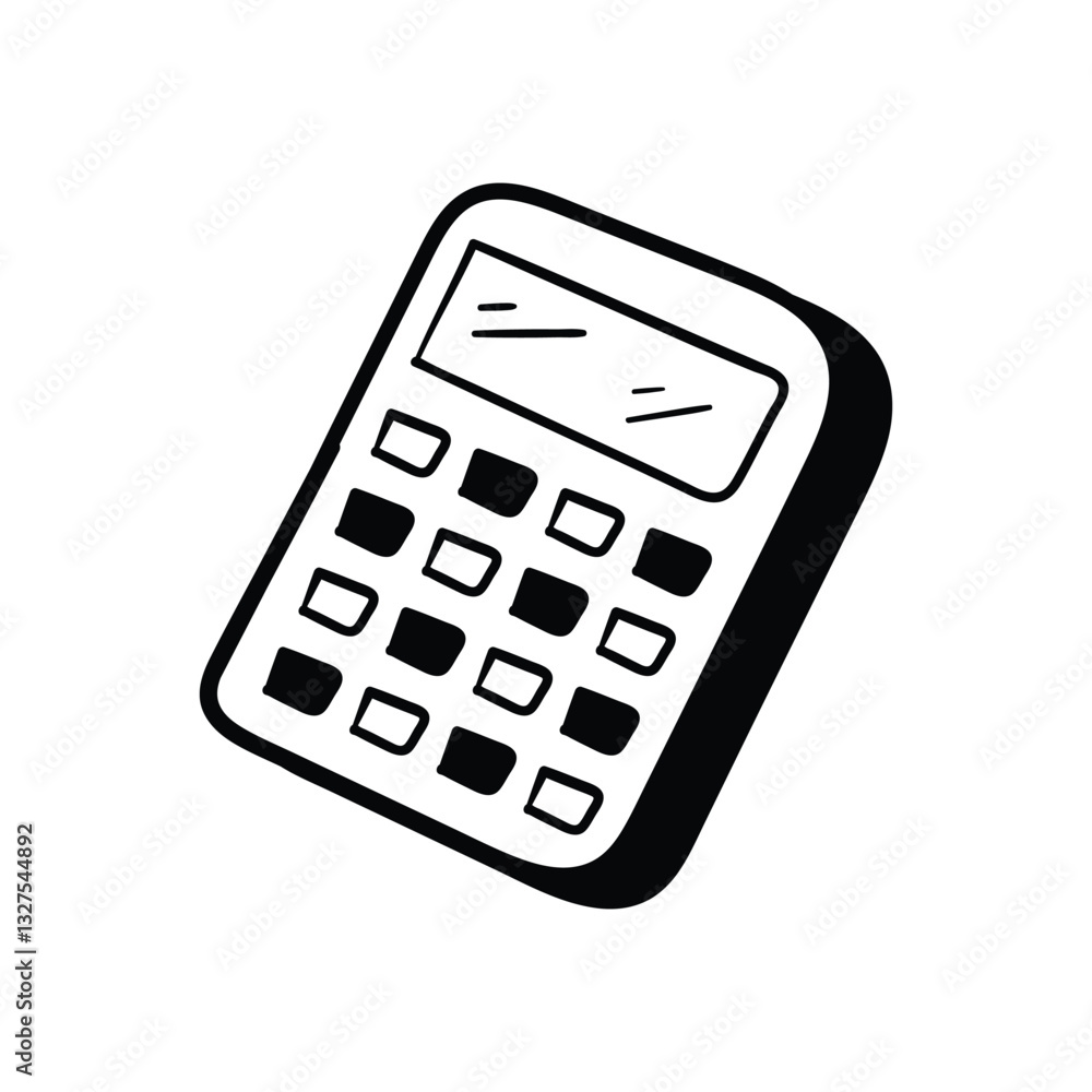 Calculator hand draw doodle  Vector icon