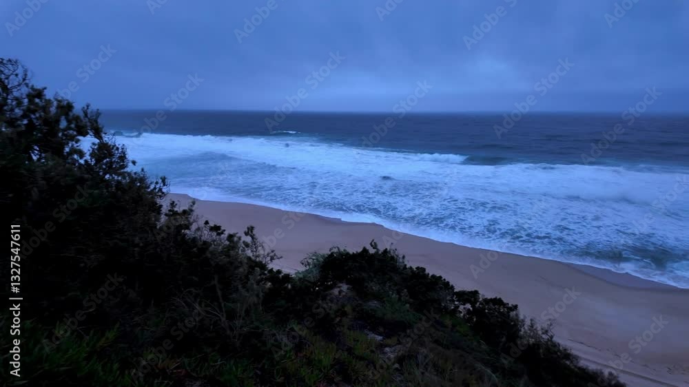 Stunning scene of the wild Atlantic Ocean in the evening after the sun goes down, moody background footage Stunning scene of the wild Atlantic Ocean in the evening after the sun goes down, moody background footage