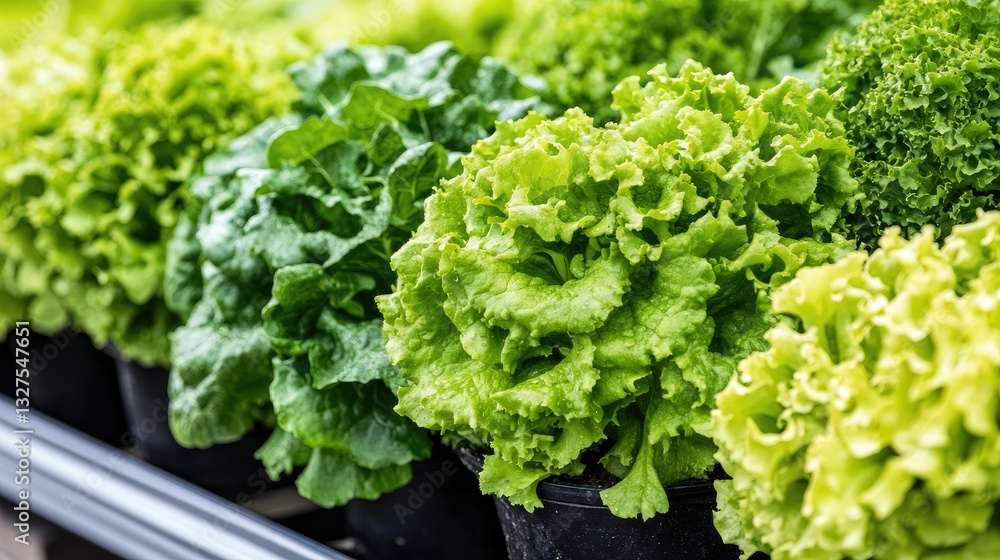 Large modern greenhouse features orderly rows of lettuce and salad greens, with clear labels enhancing the aesthetic and educational value Large modern greenhouse features orderly rows of lettuce and salad greens, with clear labels enhancing the aesthetic and educational value