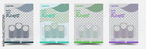 Simple Creative Promotional Corporate Business Flyer design template or brochure design, 
Natural Shape, 4 variant Design, layout.