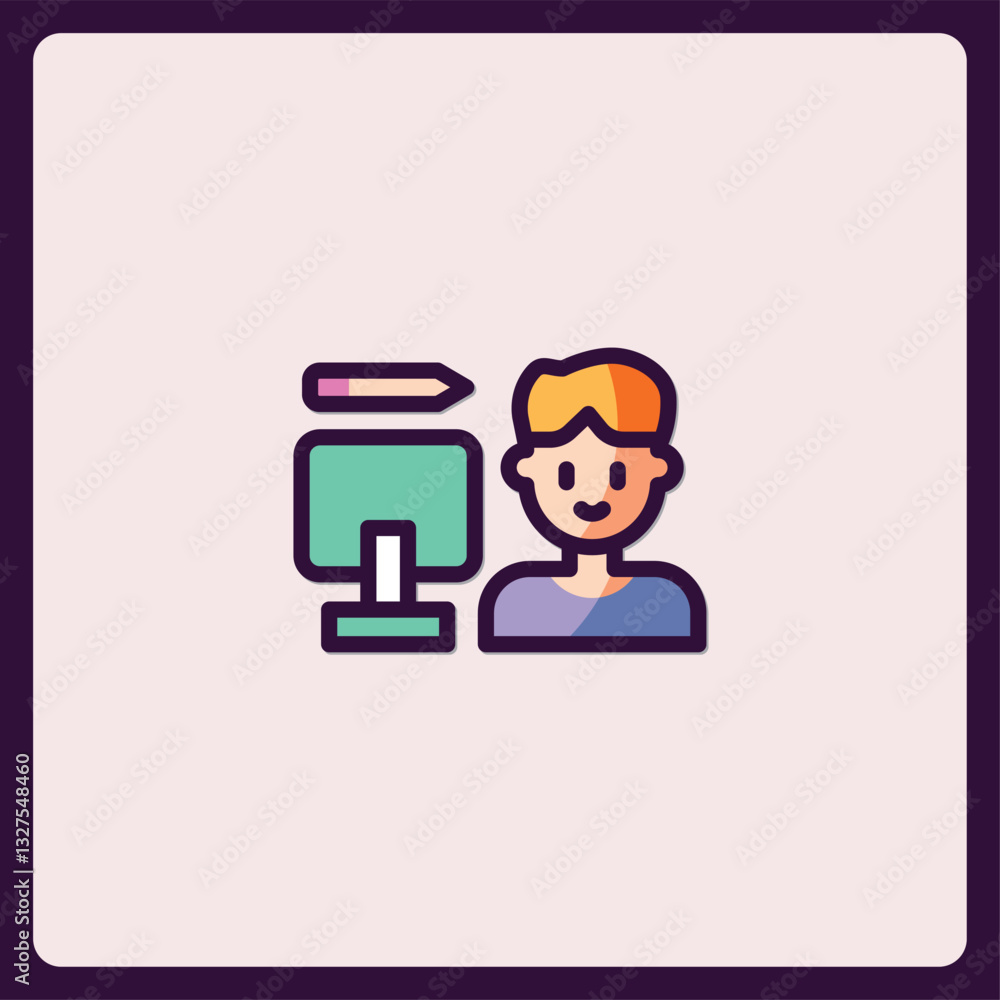 Creative mind icon, showcasing person working on artistic design project Creative mind icon, showcasing person working on artistic design project