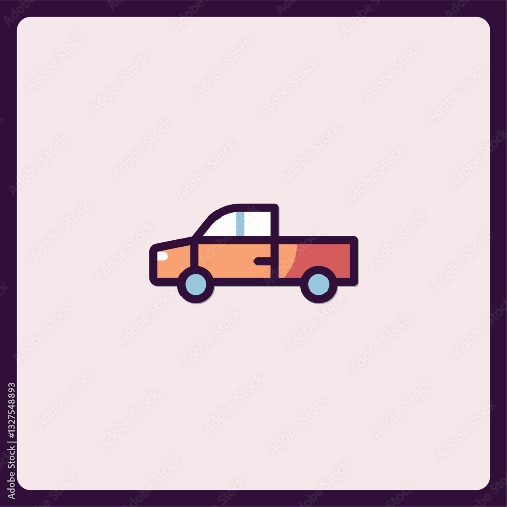 Stylized Pickup Truck Vector Icon with Outlined Design for Digital Use Stylized Pickup Truck Vector Icon with Outlined Design for Digital Use