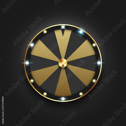 Luxury spinning fortune wheel, lucky roulette, online promotion events, vector illustration