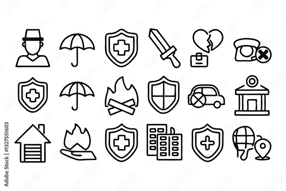 Fototapeta premium insurance assurance protection and risk editable