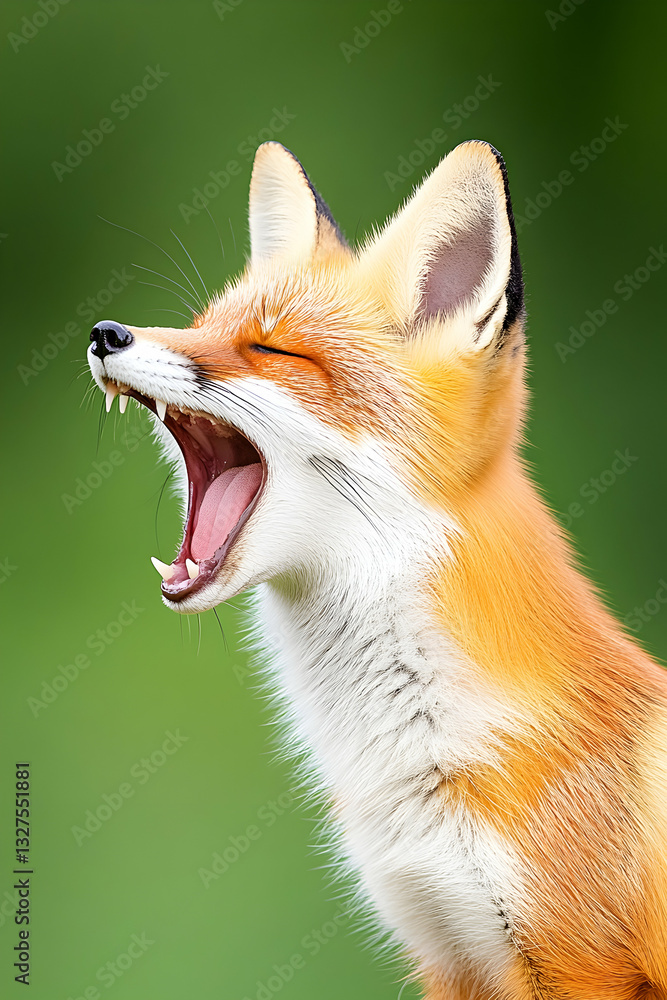 Fototapeta premium Playful red fox with open mouth