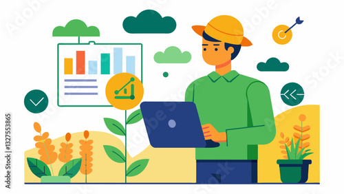 Through machine learning algorithms AI can analyze historical crop data and provide insights to help farmers optimize their planting and harvesting schedules.. Vector illustration