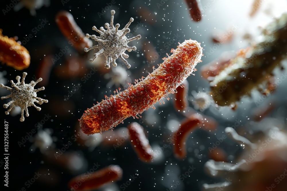 Streptococcus pneumonia red cells are depicted in a 3D render background image Streptococcus pneumonia red cells are depicted in a 3D render background image