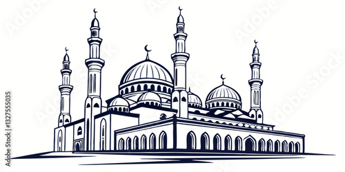 mosque architecture, featuring a minaret and dome, stands as a religious landmark in the city