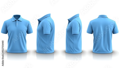 Polo shirt, various angles. Product, mockup, fashion